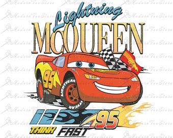 Retro Cars Png, Lightning McQueen Png, Think Fast Cars Png, Diseño de sublimación de autos Png, Sólo Png, Archivo digital, Descarga instantánea