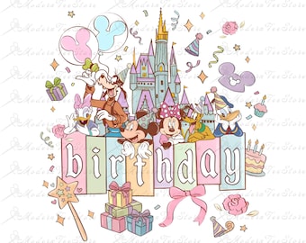 Mickey and Friends Birthday Castle Png, Birthday Squad Png, Happy Birthday Png Magical Castle Png, Mouse Castle Png, Family Vacation