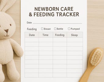 Newborn Care & Feeding Tracker – Baby Log Printable PDF | Track Feedings, Naps, Diapers | Instant Download