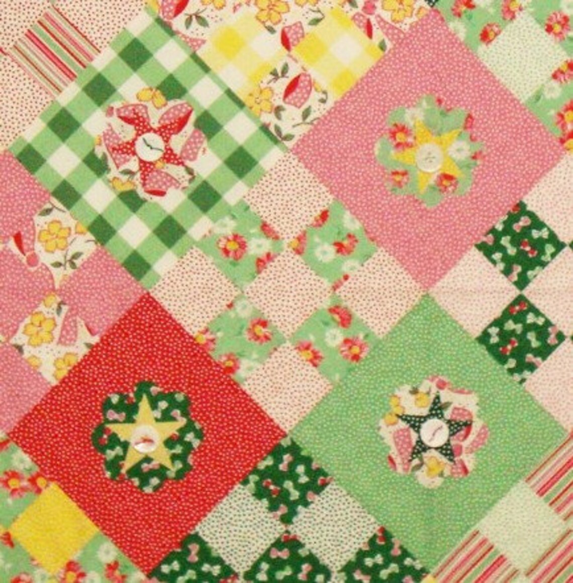 Tin Star or Buttons and Bows Quilt Pattern Great for Boys or Girls PDF