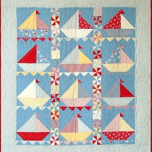 Sailing Sailing Quilt Pattern - Cute Little Boy&#39;s Quilt - PDF Format