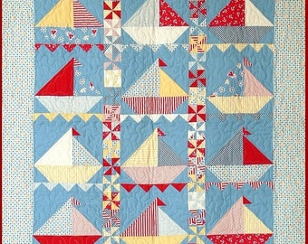 Sailing Sailing Quilt Pattern - Cute Little Boy's Quilt - PDF Format