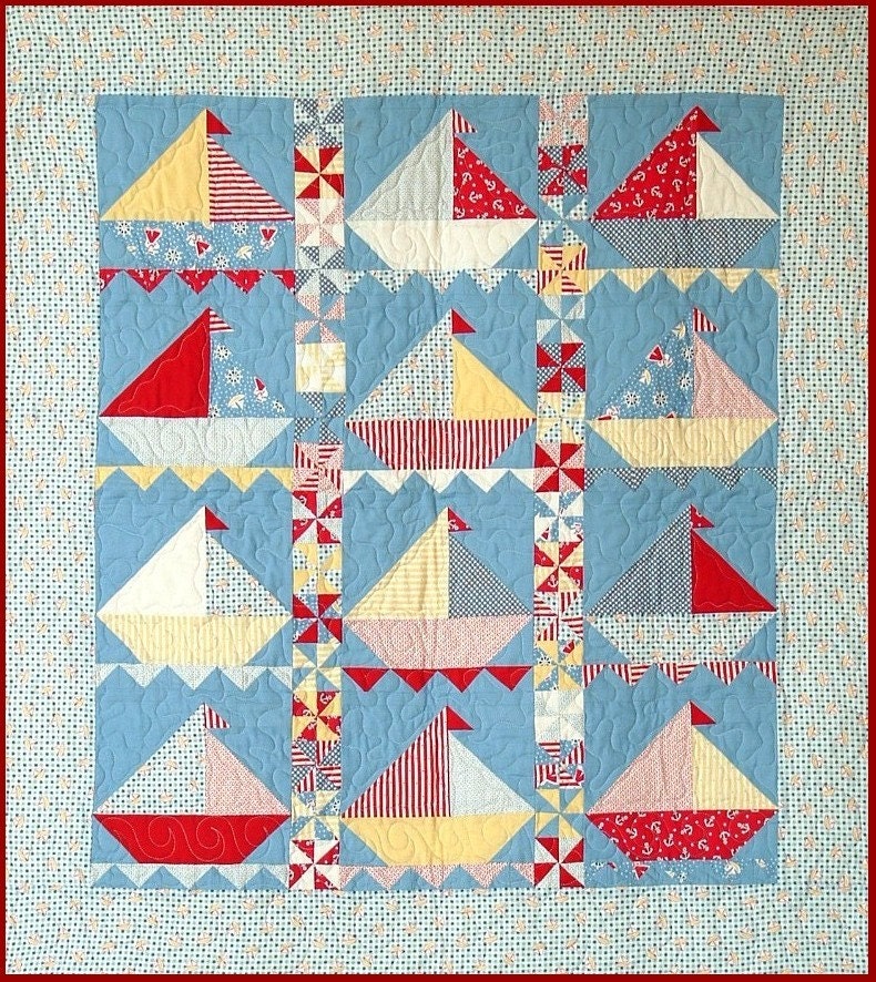 Sailboat quilt block pattern - Etsy 日本