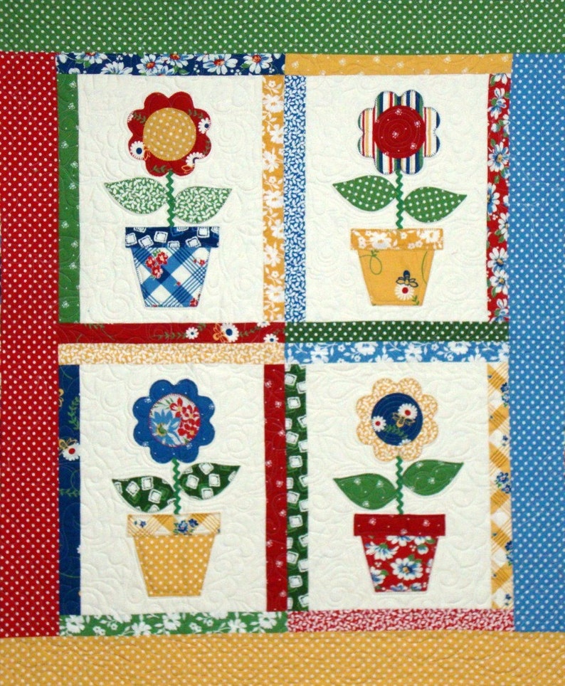 Mimi's Garden Quilt Pattern Sweet Vintage Flowers PDF Format Etsy