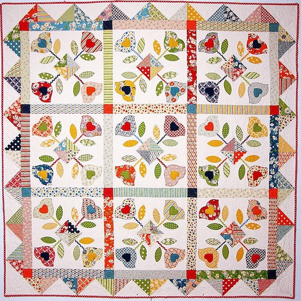 DUTCH TREAT Quilt Pattern - Fun Tulips Great for Scraps PDF