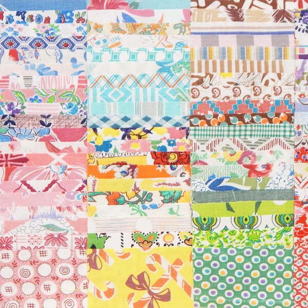 Vintage FEEDSACK FABRIC - 100 Pcs Fabulous Scrap Bag Treasures