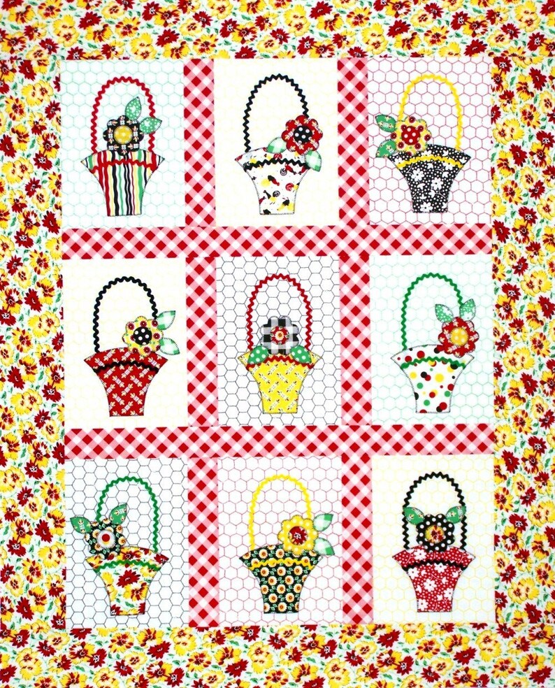 Baskets and Blooms Quilt Pattern Sweet Little Wallhanging Etsy