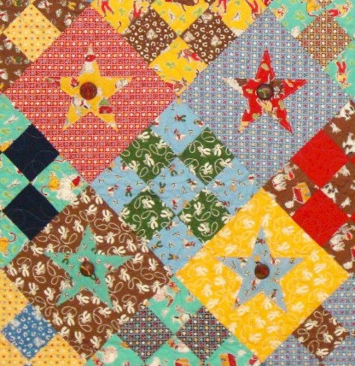 Tin Star or Buttons and Bows Quilt Pattern Great for Boys or Girls PDF