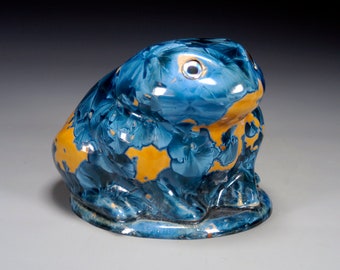 Porcelain Frog - Crystalline Glaze on High-Fired Porcelain - Hand Made Pottery - FREE SHIPPING -- FR-102