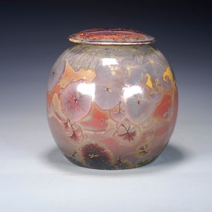 Ceramic  Lidded Jar - Multicolor - Crystalline Glaze on High-Fired Porcelain - Hand Made Pottery - FREE SHIPPING - #U-103