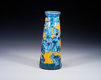 Porcelain Vase - Blue and Gold - Hand Made Ceramics - FREE SHIPPING - #L-651