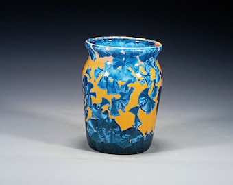 Porcelain Vase - Blue and Gold - Hand Made Ceramics - FREE SHIPPING - #H-1092