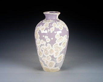 Ceramic Vase - Violet and White - Crystalline Glaze on High-Fired Porcelain - Hand Made Pottery - FREE SHIPPING - A-1-4172