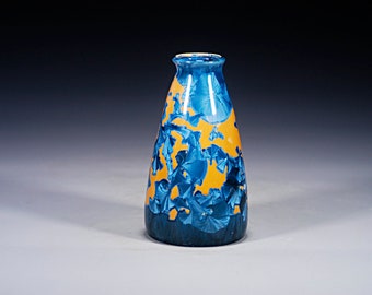 Porcelain Vase - Blue and Gold - Hand Made Ceramics - FREE SHIPPING - #Y-1078