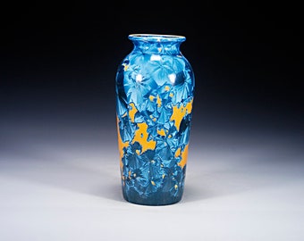 Porcelain Vase - Blue and Gold - Hand Made Ceramics - FREE SHIPPING - #E-6059