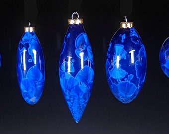 Five Crystaline Glazed Ornaments - Hand Made Ceramics - FREE SHIPPING - #O-46