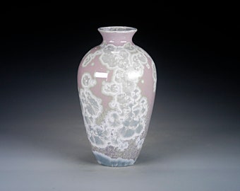 Porcelain Vase - Violet and White - Crystalline Glaze - Hand Made Pottery - FREE SHIPPING - #A-1-4234