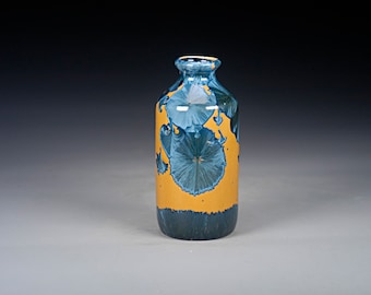 Porcelain Vase - Blue and Gold - Crystalline Glaze - Hand Made Pottery - FREE SHIPPING - K-1250