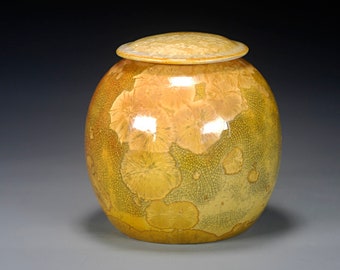 Ceramic  Lidded Jar - Multicolor - Crystalline Glaze on High-Fired Porcelain - Hand Made Pottery - FREE SHIPPING - #U-135