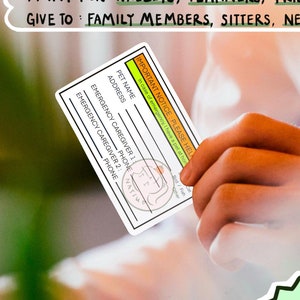 Cartão de Carteira de Emergência para Animais de Estimação | Modelo PDF para Imprimir em Casa para ID de Contato | Download Digital ICE [Versão Laranja Lima]