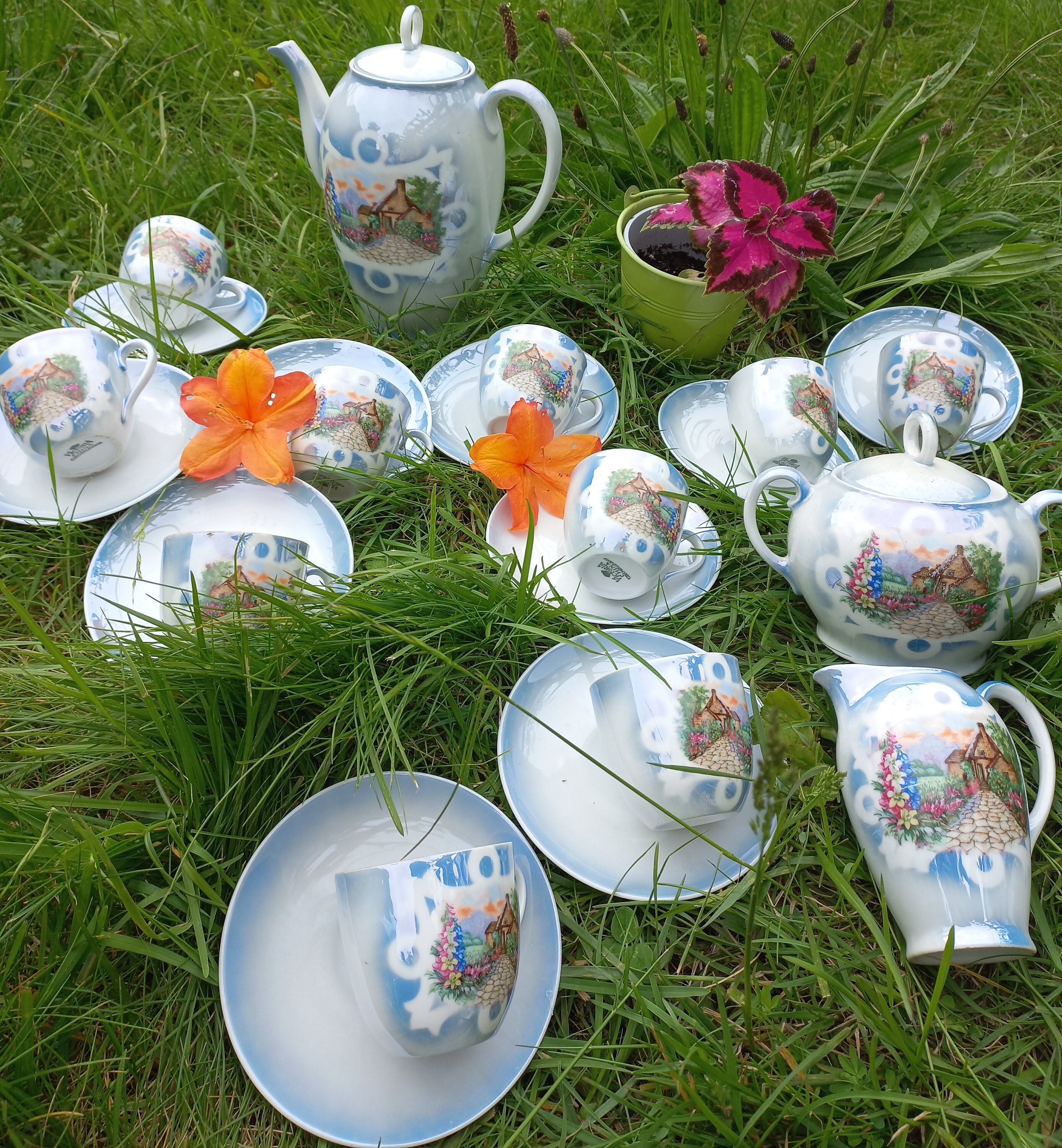 Taza Bohemia 'Cebolla' Perlas 0,26L - Porcelana Original Karlsbader - Hecha En Chequia