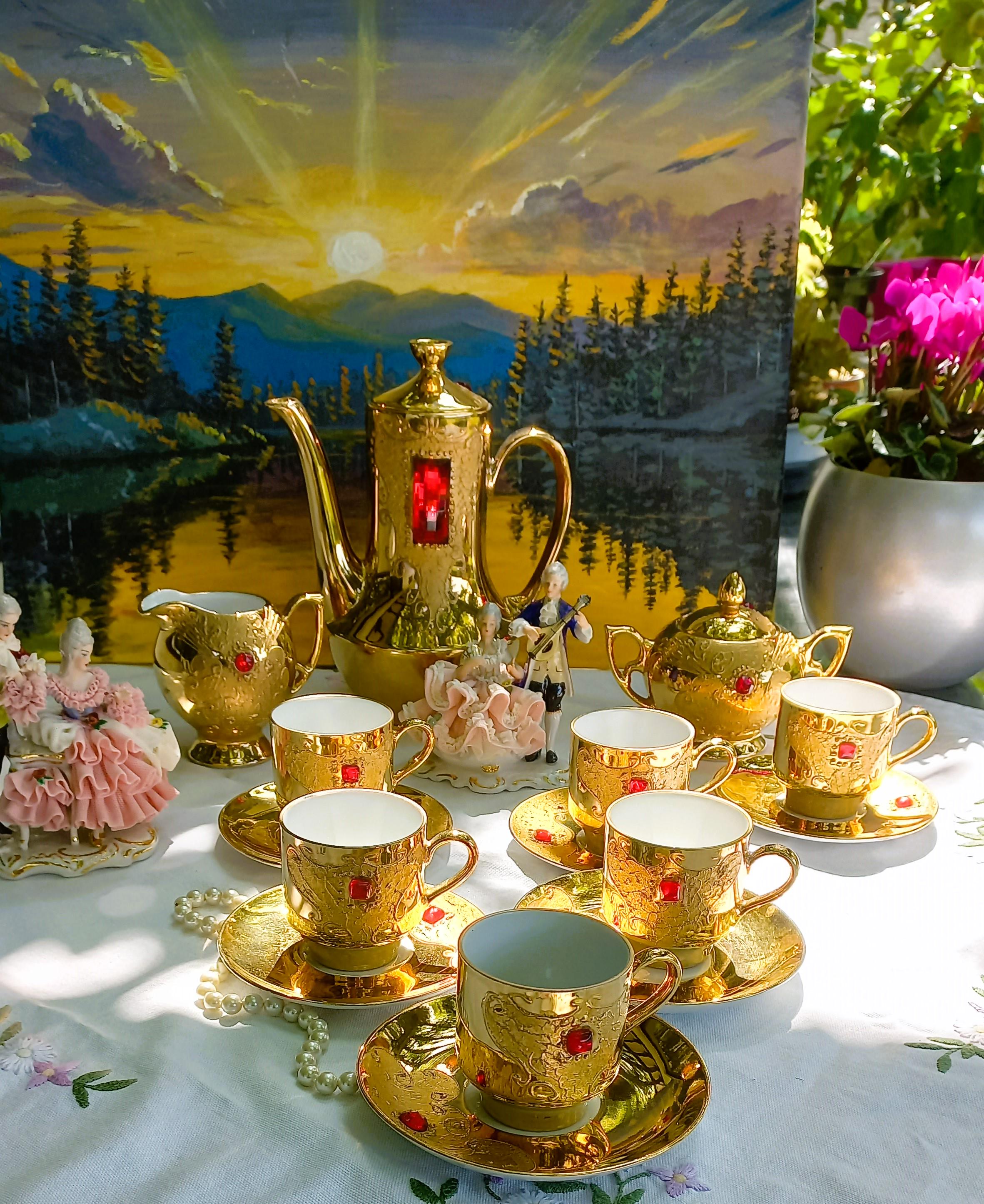 WINTERLING   BAVARIA  GERMANY イエローローズ Vintage Winterling Bavaria Roslau Espresso Set | Gold Gilded