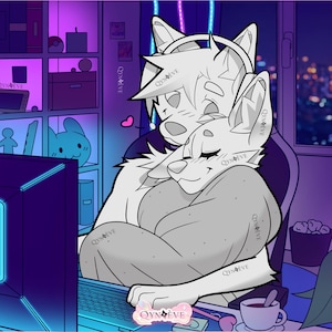 P2Uベース - オスとメスのオオカミ犬ゲームカップル ||| ychイラスト、アンスロアート、神オオカミ、大人の塗り絵、プロクリエイト