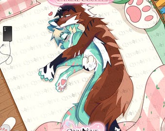 P2U base - canine couples in bed ||| ych illustration anthro art god wolf adult coloring procreate