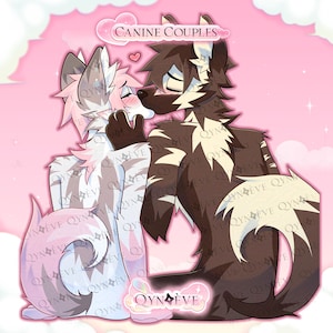 YCH base 4/10 - canine couple collection | sitting furry art illustration anthro couple p2u dog wolf