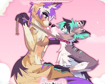 P2U base - canine couples ||| ych illustration anthro art god wolf adult coloring procreate