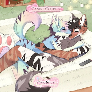 Baza P2U - psie pary na sofie ||| ilustracja ych antropomorficzna sztuka bóg wilk kolorowanka dla dorosłych procreate