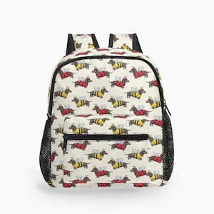 Mochila infantil divertida de perro salchicha disfrazado de abeja y mariquita, con motivos de animales de dibujos animados para guardería, piscina al aire libre, día de senderismo, regalo para niños.