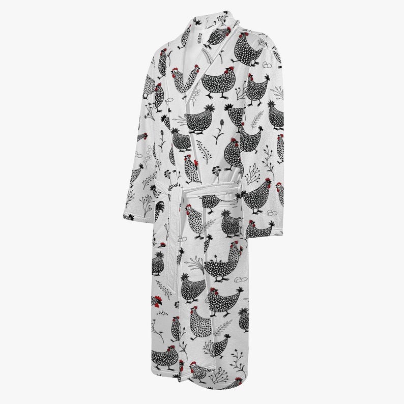 Cozy Chicken Design Bathrobe for Women | Chicken Pattern Dressing Gown ...