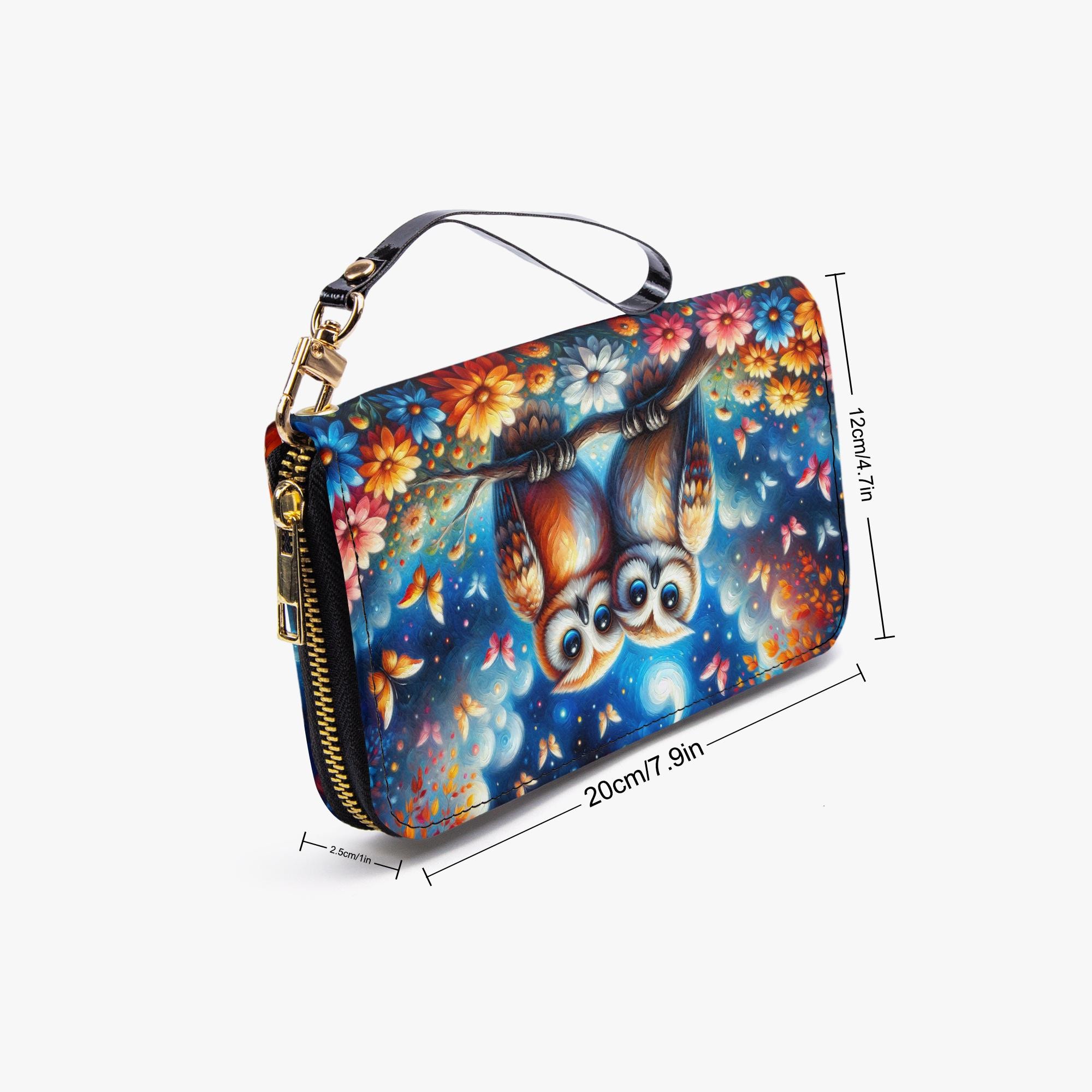 Portafoglio Donna Con Stampa Gufo - Beige E Blu, Con Tasca Monete E 8 Tasche Carte - Foto 5