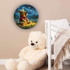 Winnie the Pooh wall clock for children&#39;s rooms, silent children&#39;s clock, baby room wall clock Winnie the Pooh design, Pooh Bear girl&#39;s room clock, gift idea