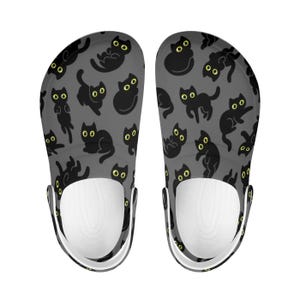 Divertidos zuecos para hombre y mujer con gato de dibujos animados, zuecos para niños con estampado de gato, sandalias unisex con estampado de gato, idea de regalo para amantes de los gatos