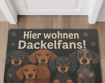 Paillasson Teckel avec inscription humoristique – Ici vivent les fans de teckels, Paillasson chien, Décoration teckel, Cadeau pour les amoureux des chiens
