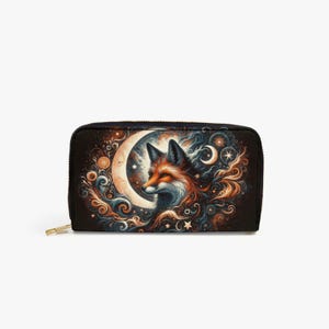 Cartera para mujer con diseño de zorro místico, monedero con motivo de zorro, monedero para mujer, monedero con diseño de zorro, regalo para mujer