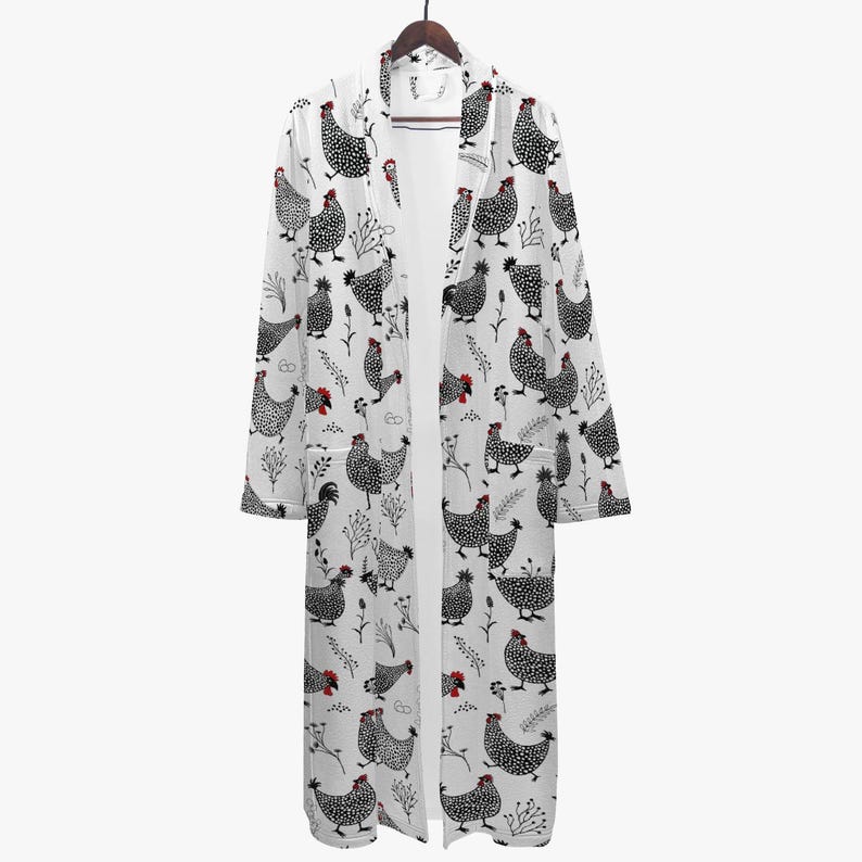 Cozy Chicken Design Bathrobe for Women | Chicken Pattern Dressing Gown ...