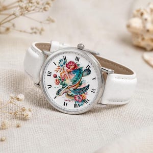 Schildkröte Armbanduhr Mädchen Bunte Tieruhr Damen Blumen Uhr Boho Vintage Meerestier Geschenk Kinder Natur