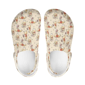 Zuecos beige de Winnie the Pooh para hombre y mujer: zapatos con diseño de Winnie the Pooh, pantuflas infantiles con el osito de Winnie the Pooh, regalo para fans de Winnie the Pooh