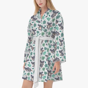 Albornoz acogedor para mujer, hombre y niño, albornoz con estampado de koala, bata unisex con diseño de koala de dibujos animados.