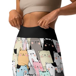 Originele Kawaii legging kattenpatroon, dameslegging met kattenmotief, kinderlegging meisjes met kattenprint, kattenminnaarcadeau