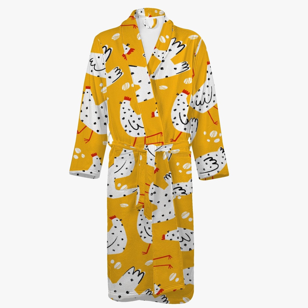 Yellow Chicken Pattern Women's - Men's Bathrobe, Chicken Design ...