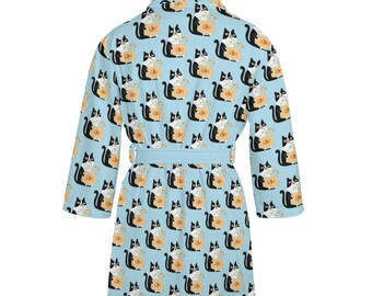 Cat Bathrobe Women – Funny Dressing Gown With Cat Motif in Light