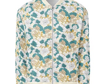 Blouson bomber fleuri pour femmes et adolescentes – Veste fleurie vintage, veste rétro de mi-saison, veste streetwear esthétique