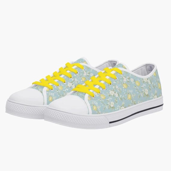 Lemon Sneakers Women – Summer Low Top Canvas Shoes With Floral