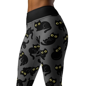Leggings de mujer con estampado de gatos, leggings deportivos de cintura alta, leggings infantiles para niñas con estampado de gatos, leggings divertidos con gatos de dibujos animados