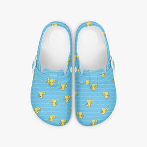 Tamancos de borracha de pato para mulheres e homens - Chinelos de verão azuis com pato - Sapatos de jardim confortáveis - Ideia de presente com motivo animal - Mulas