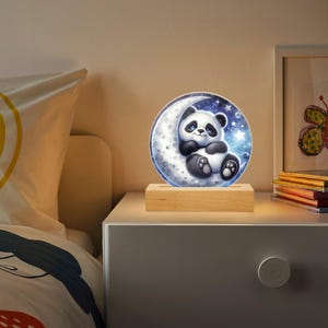 調光可能なナイトライトパンダベア、アクリルスヌーズライト子供部屋、月モチーフのLEDナイトランプ、子供部屋装飾ナイトライト